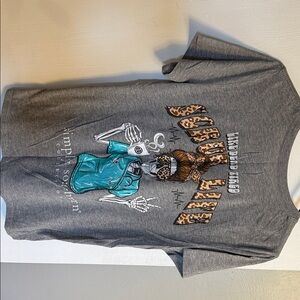Women’s simply southern Nurse Graphic Tee - Gray with Teal & Leopard Print
